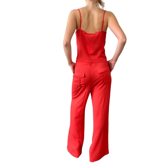 Solid & Striped Cover UP Swim SET Lucia Seersucker Top Cami Roya Pants Coral MED - Picture 2 of 10